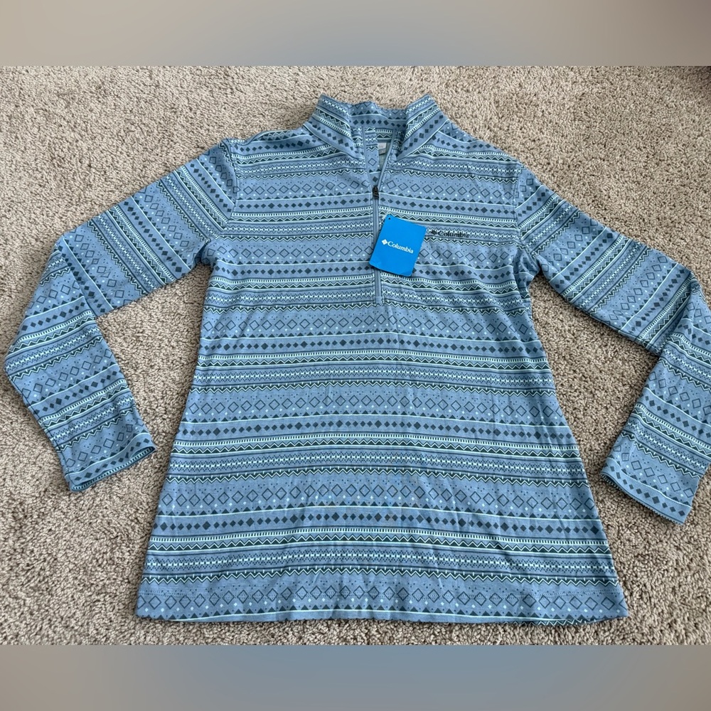 Columbia Drifting Snow Aztec Blue Half Zip Pullover L NWT
